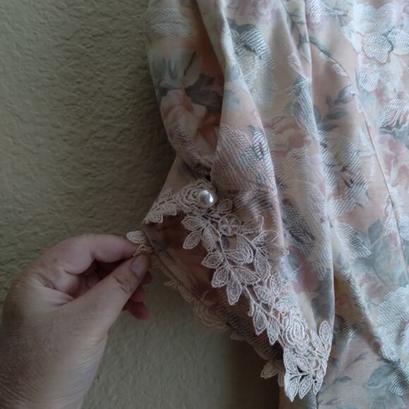 Vintage Nah Nah Collections by Jonathan Tait Peachy Pink Floral Lace Jacket - Picture 6 of 7